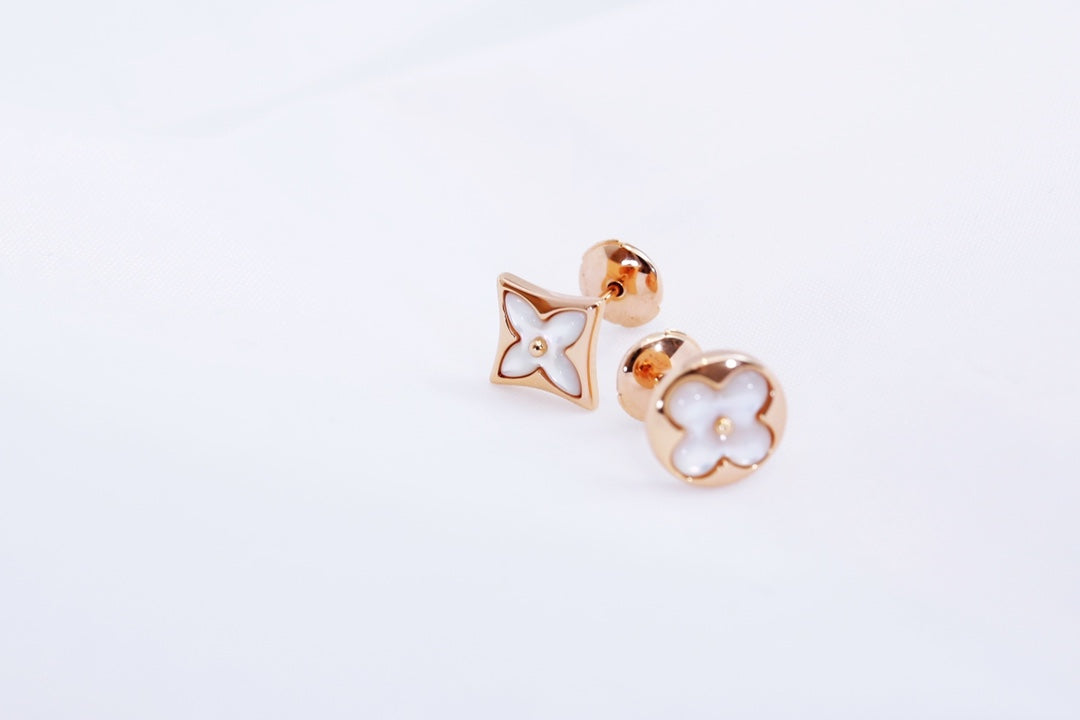 [Loran]STAR AND SUN ROSE GOLD MOP STUD EARRINGS