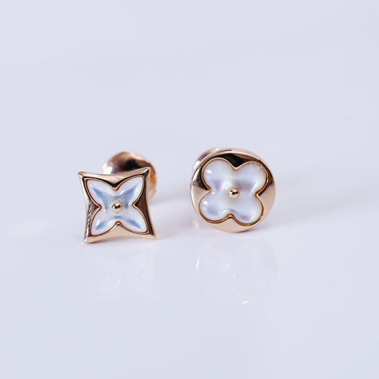[Loran]STAR AND SUN ROSE GOLD MOP STUD EARRINGS