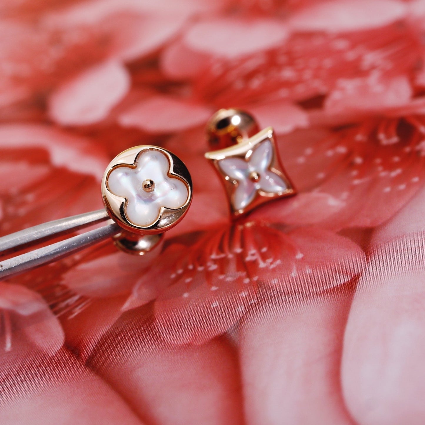 [Loran]STAR AND SUN ROSE GOLD MOP STUD EARRINGS
