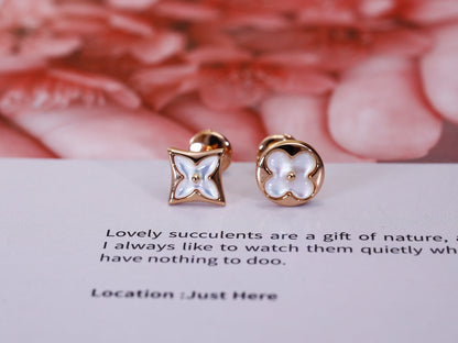 [Loran]STAR AND SUN ROSE GOLD MOP STUD EARRINGS