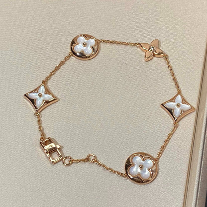 [Loran]STAR AND SUN 5 MOTIF MOP ROSE GOLD BRACELET