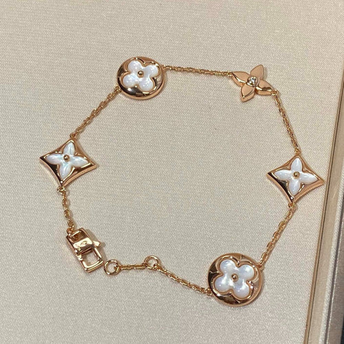 [Loran]STAR AND SUN 5 MOTIF MOP ROSE GOLD BRACELET