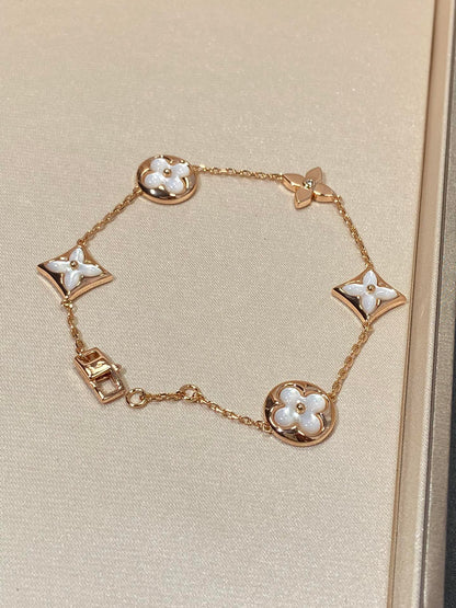 [Loran]STAR AND SUN 5 MOTIF MOP ROSE GOLD BRACELET