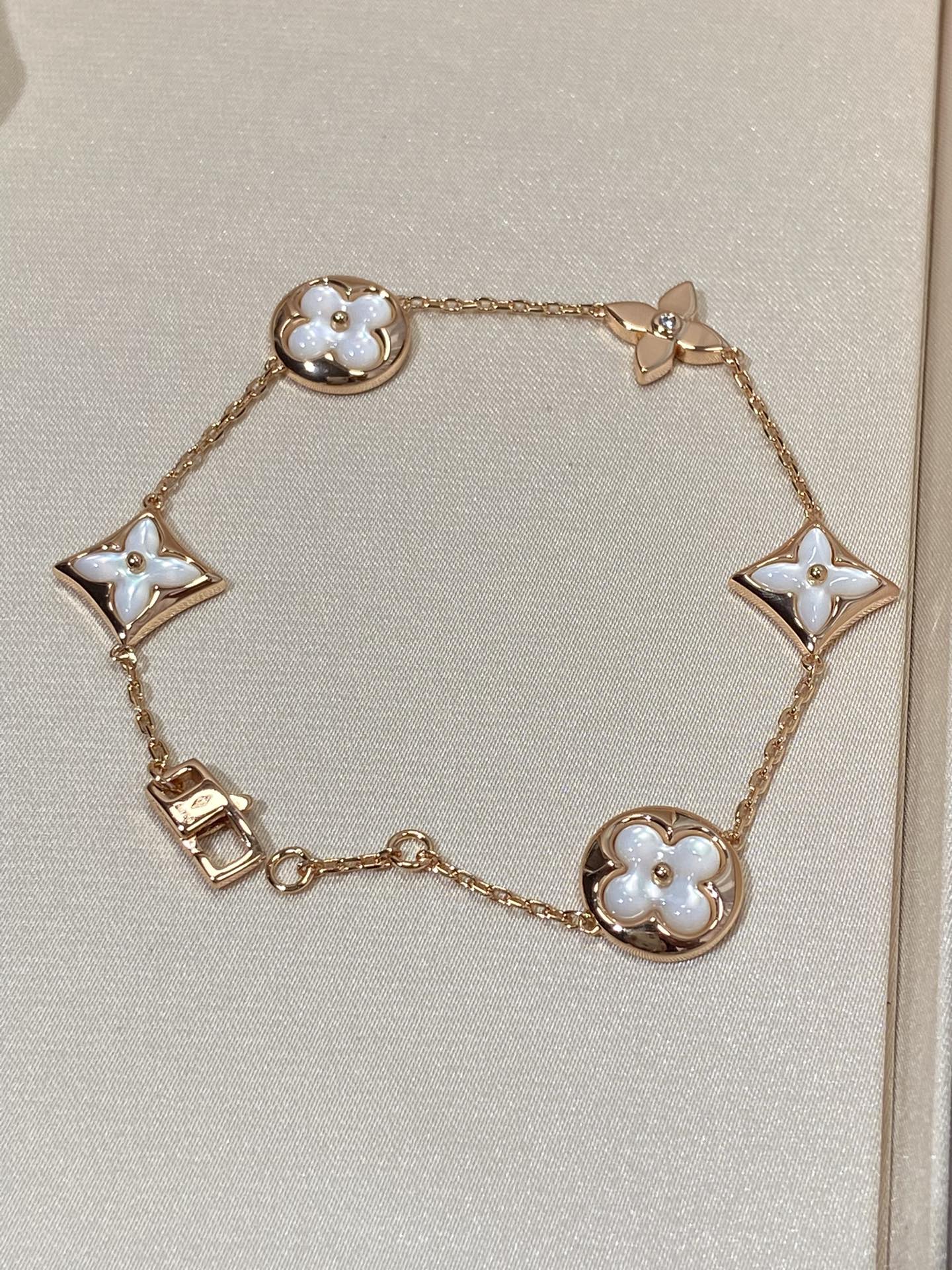 [Loran]STAR AND SUN 5 MOTIF MOP ROSE GOLD BRACELET