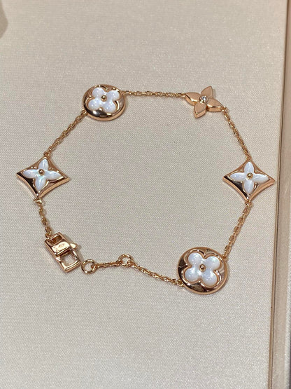 [Loran]STAR AND SUN 5 MOTIF MOP ROSE GOLD BRACELET