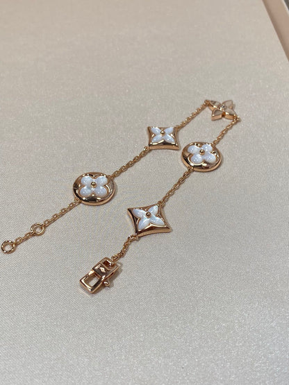 [Loran]STAR AND SUN 5 MOTIF MOP ROSE GOLD BRACELET