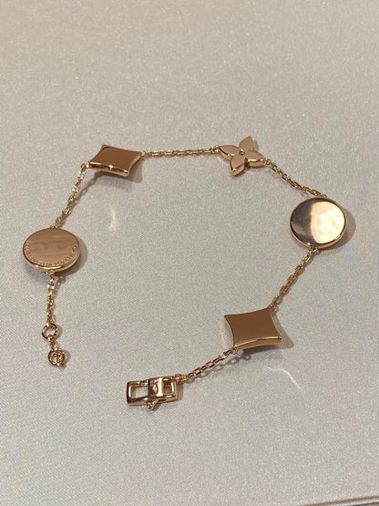 [Loran]STAR AND SUN 5 MOTIF MOP ROSE GOLD BRACELET