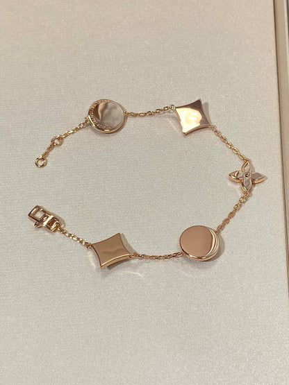 [Loran]STAR AND SUN 5 MOTIF MOP ROSE GOLD BRACELET
