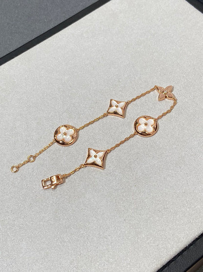 [Loran]STAR AND SUN 5 MOTIF MOP ROSE GOLD BRACELET