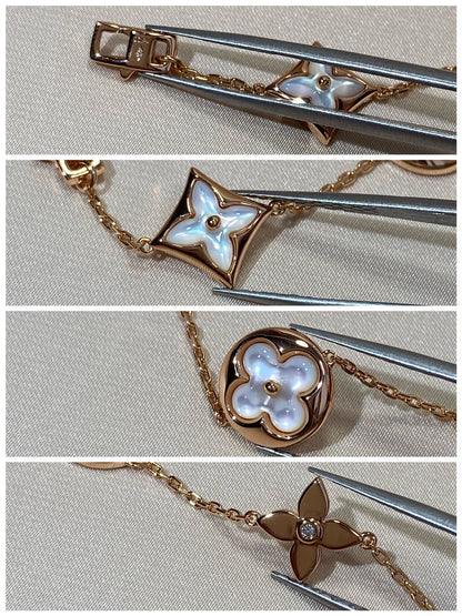 [Loran]STAR AND SUN 5 MOTIF MOP ROSE GOLD BRACELET