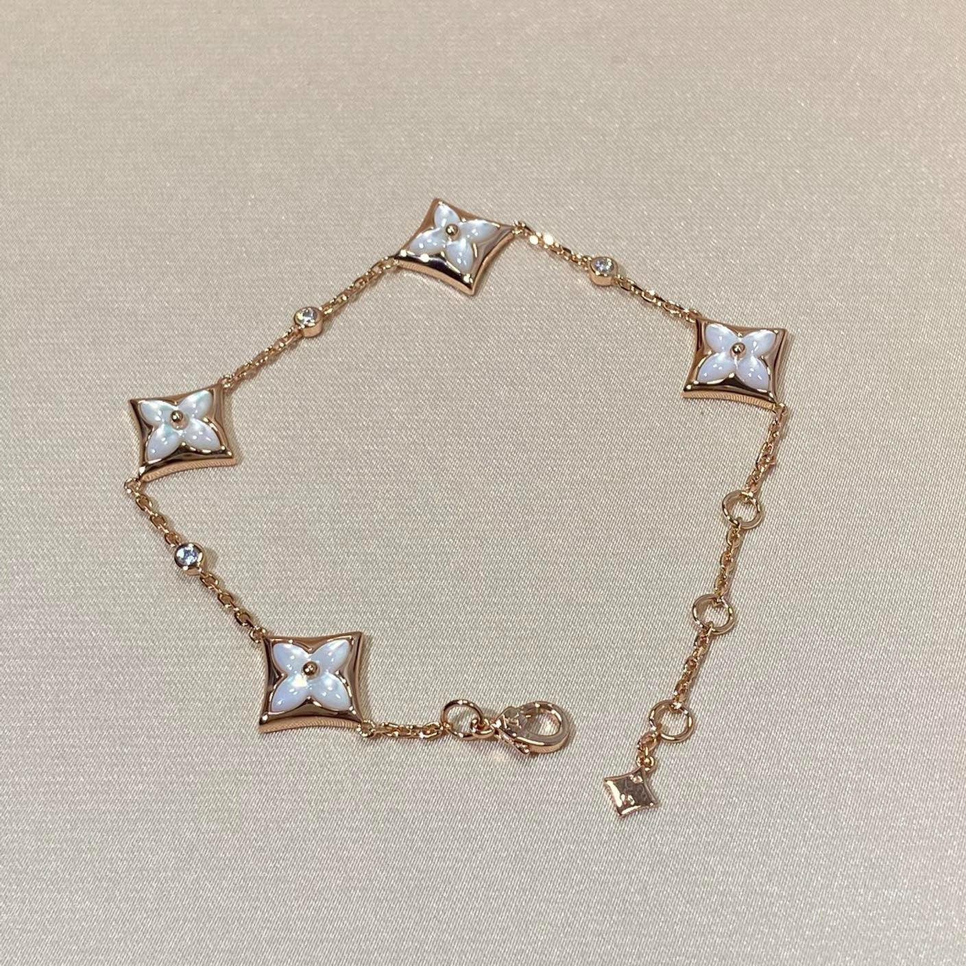 [Loran]STAR 4 MOTIF MOP DIAMOND ROSE GOLD BRACELET