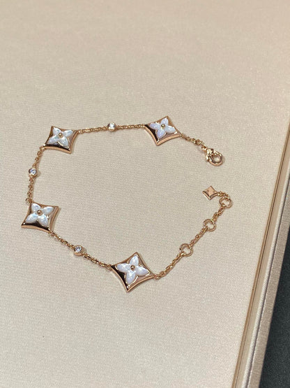 [Loran]STAR 4 MOTIF MOP DIAMOND ROSE GOLD BRACELET