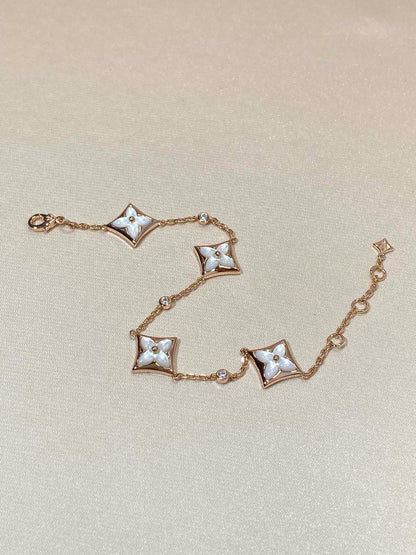[Loran]STAR 4 MOTIF MOP DIAMOND ROSE GOLD BRACELET
