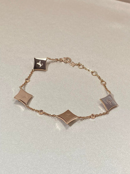 [Loran]STAR 4 MOTIF MOP DIAMOND ROSE GOLD BRACELET
