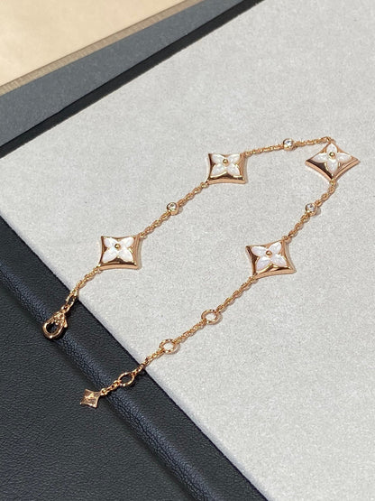[Loran]STAR 4 MOTIF MOP DIAMOND ROSE GOLD BRACELET