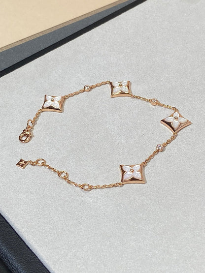[Loran]STAR 4 MOTIF MOP DIAMOND ROSE GOLD BRACELET