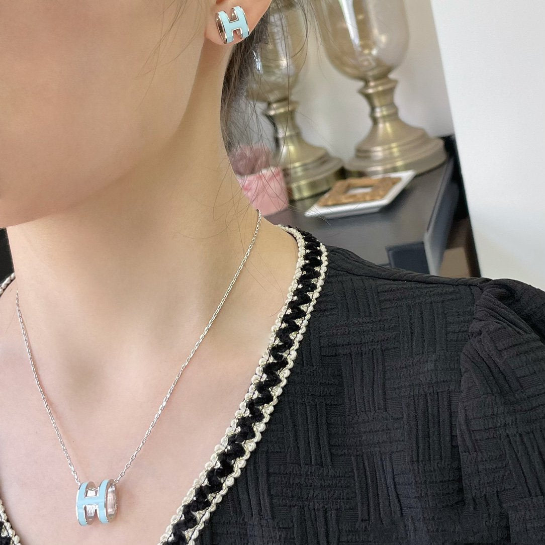 [Loran]POP H SKY BLUE NECKLACE