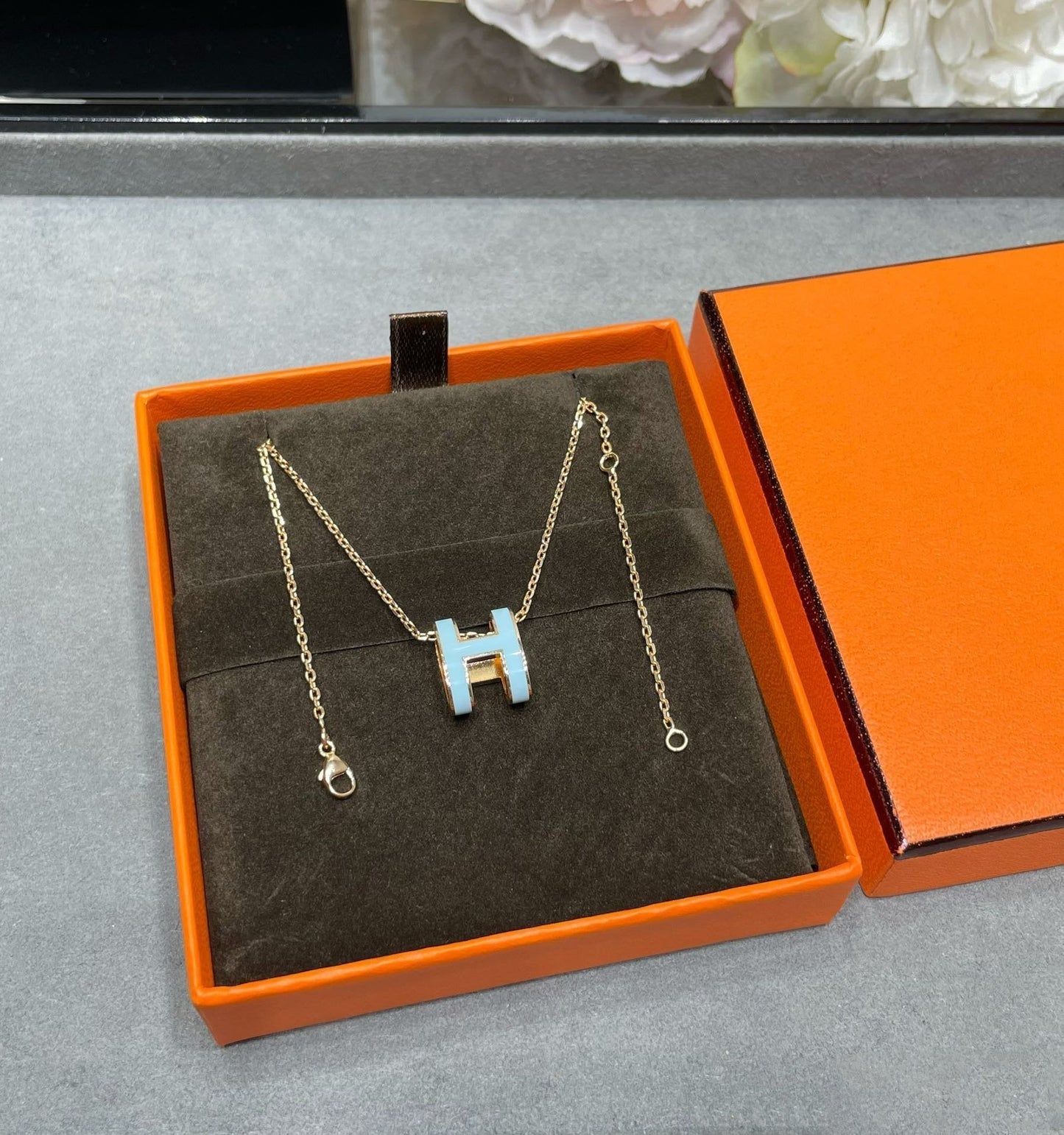 [Loran]POP H SKY BLUE NECKLACE