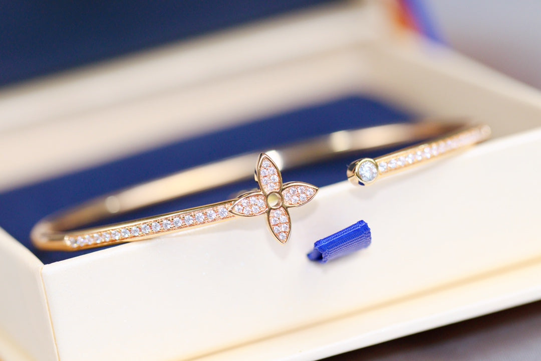 [Loran]IDYLLE ROSE GOLD OPEN BRACELET DIAMOND PAVED