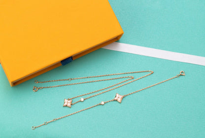 [Loran]STAR PINK MOP 1 DIAMOND ROSE GOLD NECKLACE