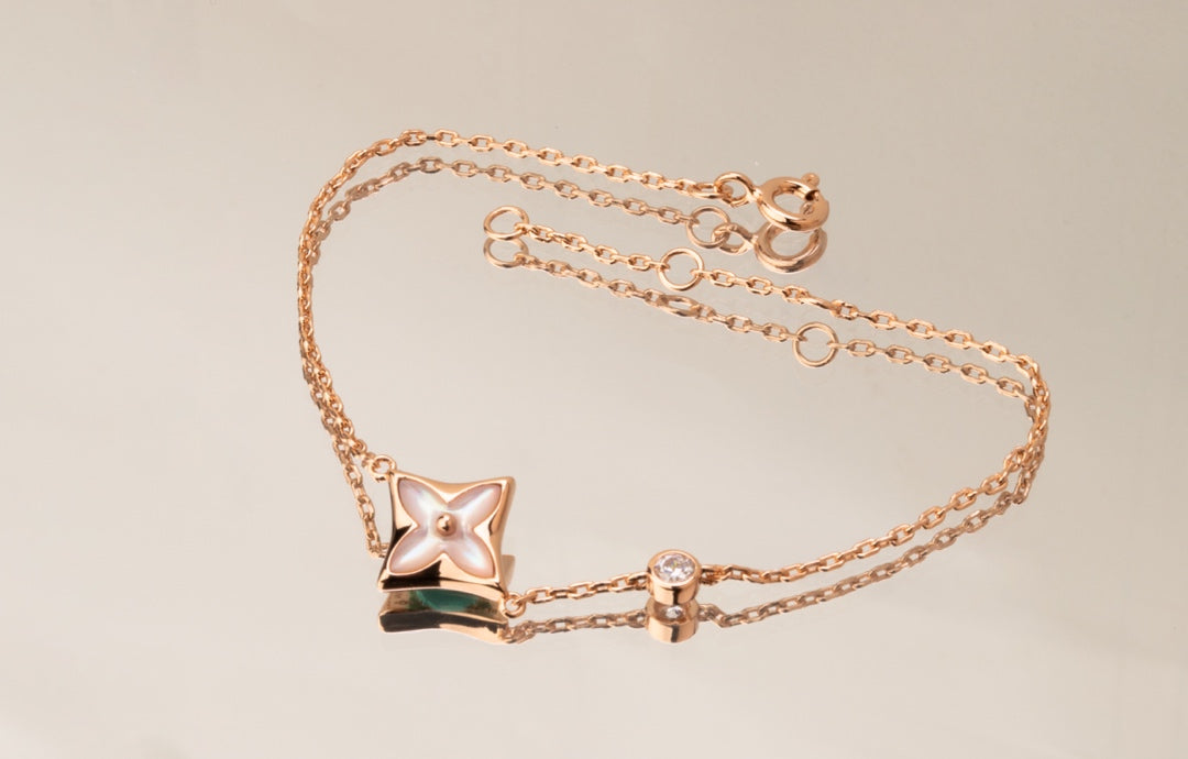 [Loran]STAR PINK MOP 1 DIAMOND ROSE GOLD NECKLACE
