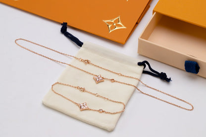 [Loran]STAR PINK MOP 1 DIAMOND ROSE GOLD NECKLACE