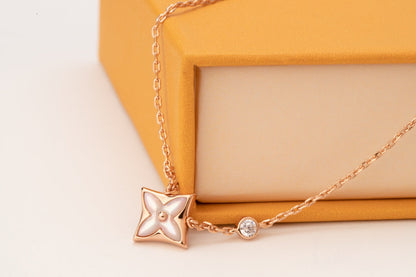 [Loran]STAR PINK MOP 1 DIAMOND ROSE GOLD NECKLACE