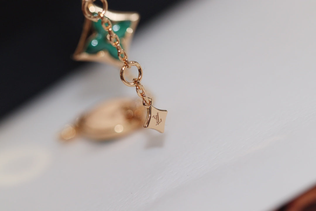 [Loran]STAR AND SUN 4 MOTIF ROSE GOLD MALACHITE BRACELET