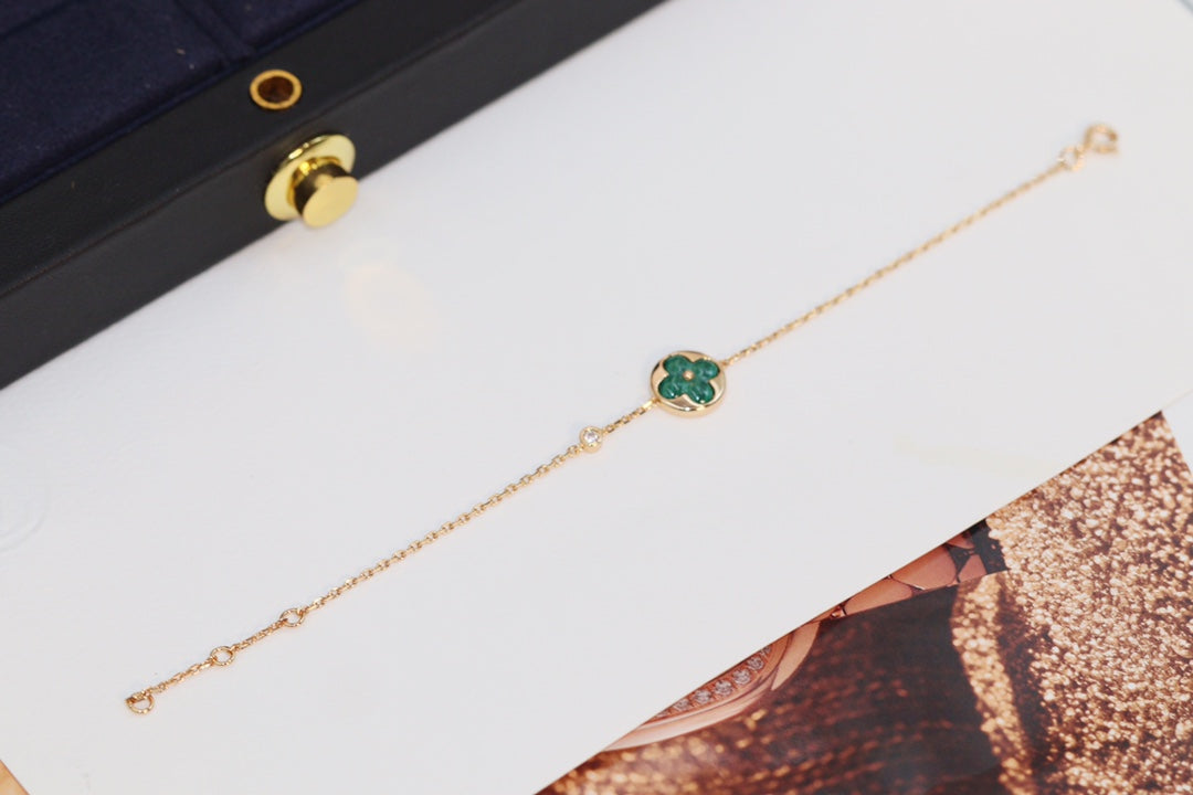 [Loran]STAR AND SUN 4 MOTIF ROSE GOLD MALACHITE BRACELET