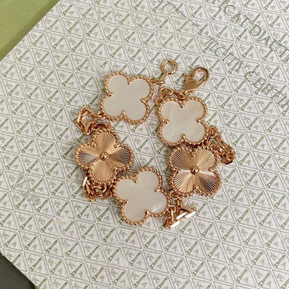 [Loran]LUCKY CLOVER 5-MOTIF BRACELET - WHITE MOTHER-OF-PEARL COLLECTION