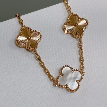 [Loran]LUCKY CLOVER 5-MOTIF BRACELET - WHITE MOTHER-OF-PEARL COLLECTION