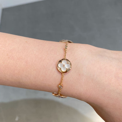 [Loran]STAR AND SUN 4 MOTIF WHITE MOP ROSE GOLD BRACELET