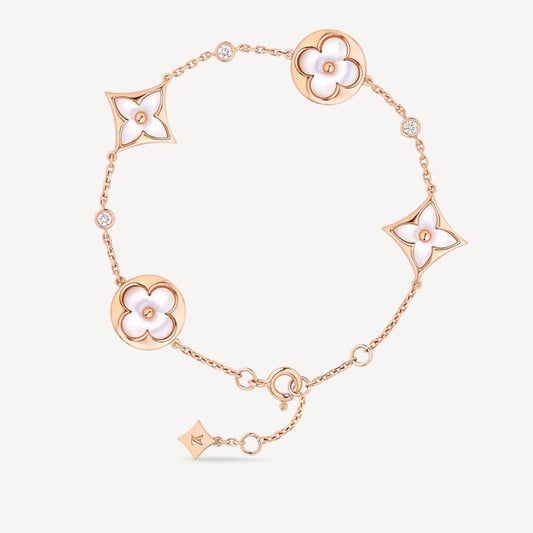 [Loran]STAR AND SUN 4 MOTIF WHITE MOP ROSE GOLD BRACELET