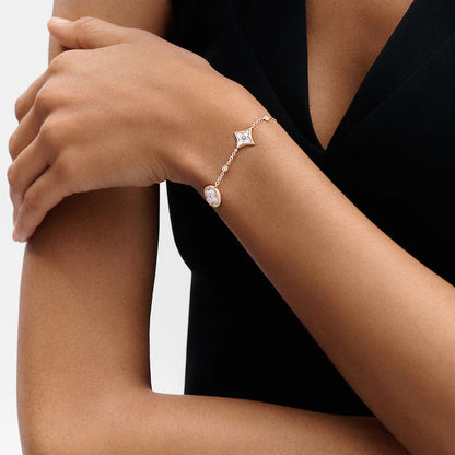 [Loran]STAR AND SUN 4 MOTIF WHITE MOP ROSE GOLD BRACELET