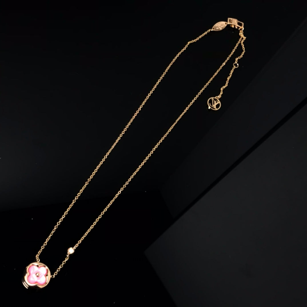 [Loran]COLOR BLOSSOM PINK MOP SUN GOLD NECKLACE