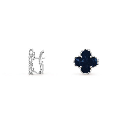 [Loran]15MM CLOVER FLOWER STUD EARRINGS WHITE GOLD COLLECTION