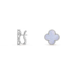 [Loran]15MM CLOVER FLOWER STUD EARRINGS WHITE GOLD COLLECTION