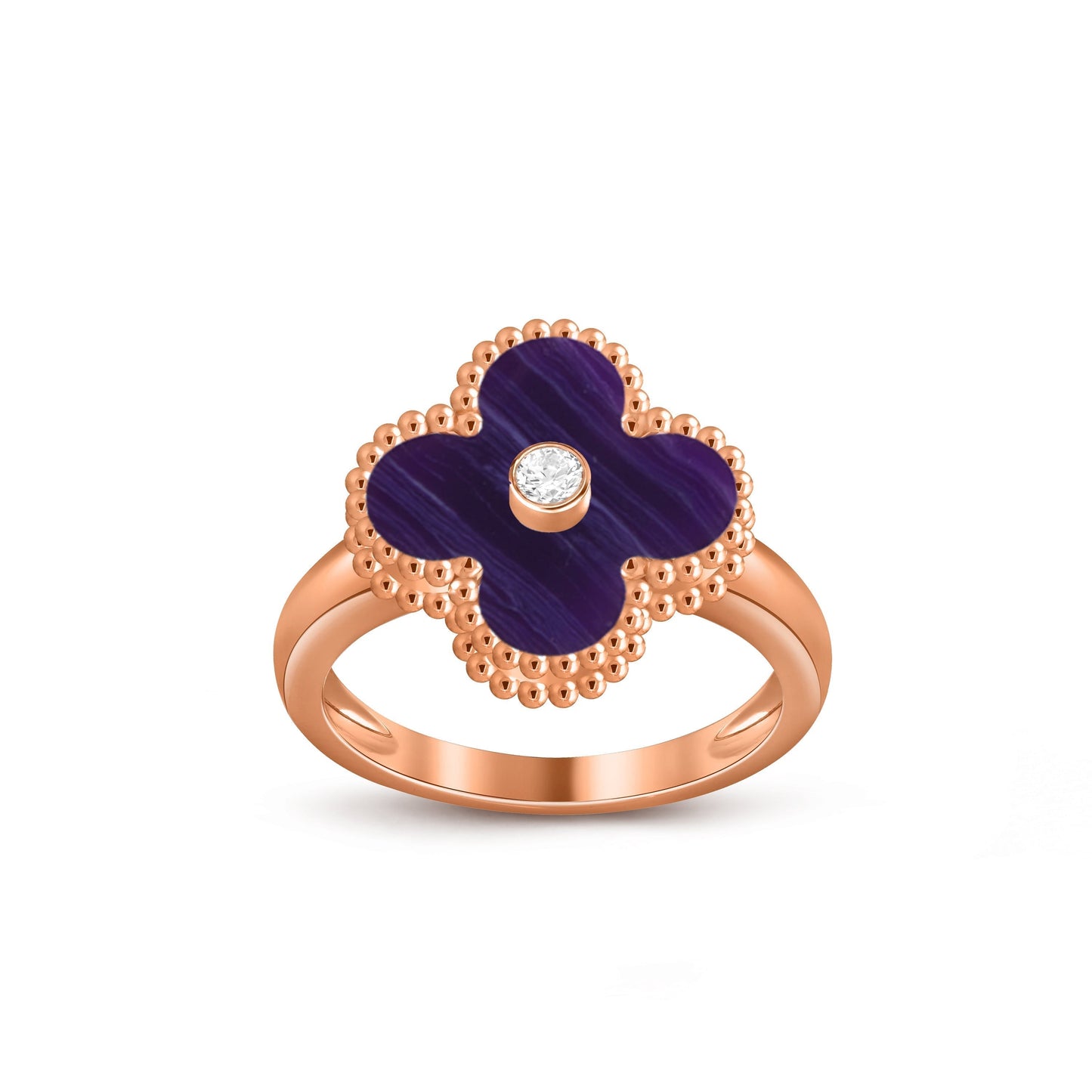 [Loran]LUCKY CLOVER DIAMOND-ACCENT ROSE GOLD RING COLLECTION