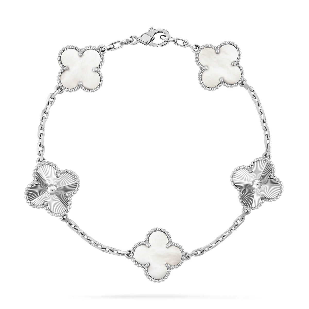 [Loran]LUCKY CLOVER 5-MOTIF BRACELET - WHITE MOTHER-OF-PEARL COLLECTION