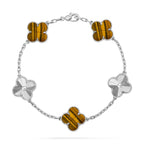 [Loran]LUCKY CLOVER 5-MOTIF BRACELET -  TIGER’S EYE COLLECTION