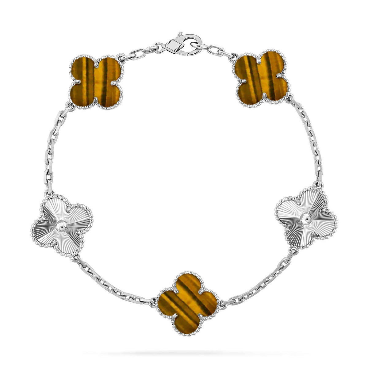 [Loran]LUCKY CLOVER 5-MOTIF BRACELET -  TIGER’S EYE COLLECTION