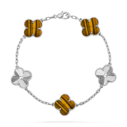 [Loran]LUCKY CLOVER 5-MOTIF BRACELET -  TIGER’S EYE COLLECTION