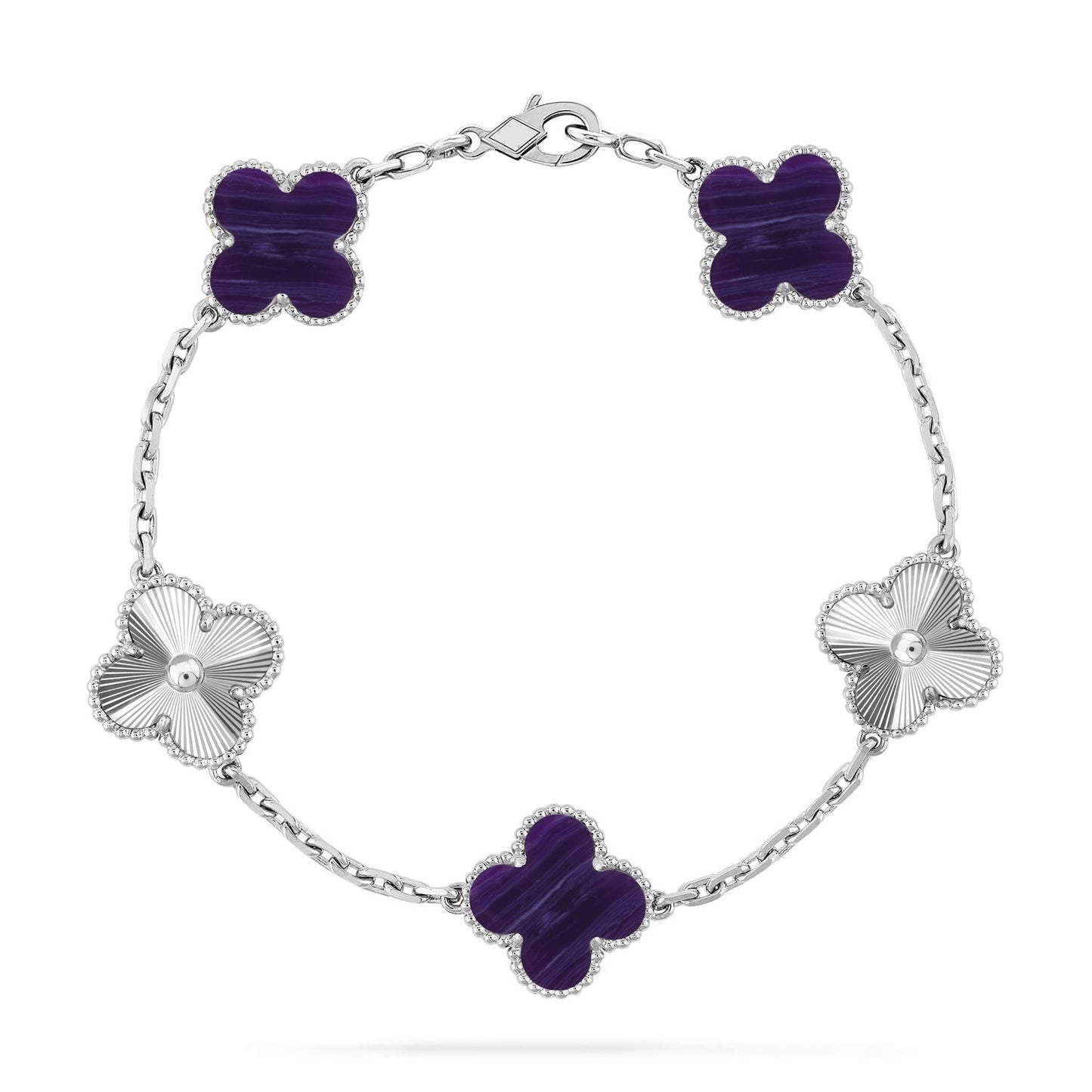 [Loran]LUCKY CLOVER 5-MOTIF BRACELET - CHAROITE COLLECTION