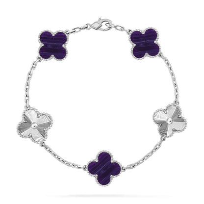 [Loran]LUCKY CLOVER 5-MOTIF BRACELET - CHAROITE COLLECTION