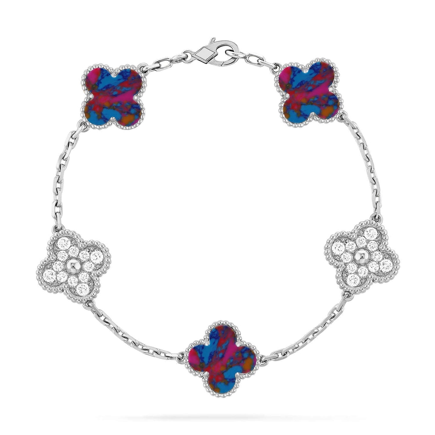 [Loran]LUCKY CLOVER 5-MOTIF BRACELET - MULTI-GEM COLLECTION