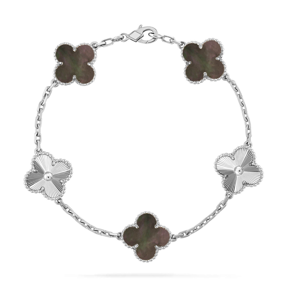 [Loran]LUCKY CLOVER 5-MOTIF BRACELET - GREY MOTHER-OF-PEARL COLLECTION