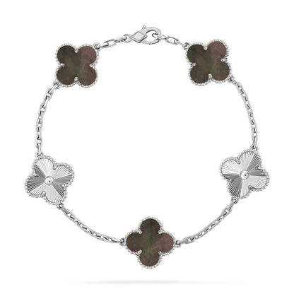 [Loran]LUCKY CLOVER 5-MOTIF BRACELET - GREY MOTHER-OF-PEARL COLLECTION