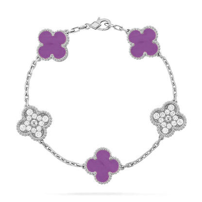 [Loran]LUCKY CLOVER 5-MOTIF BRACELET - VIOLET COLLECTION