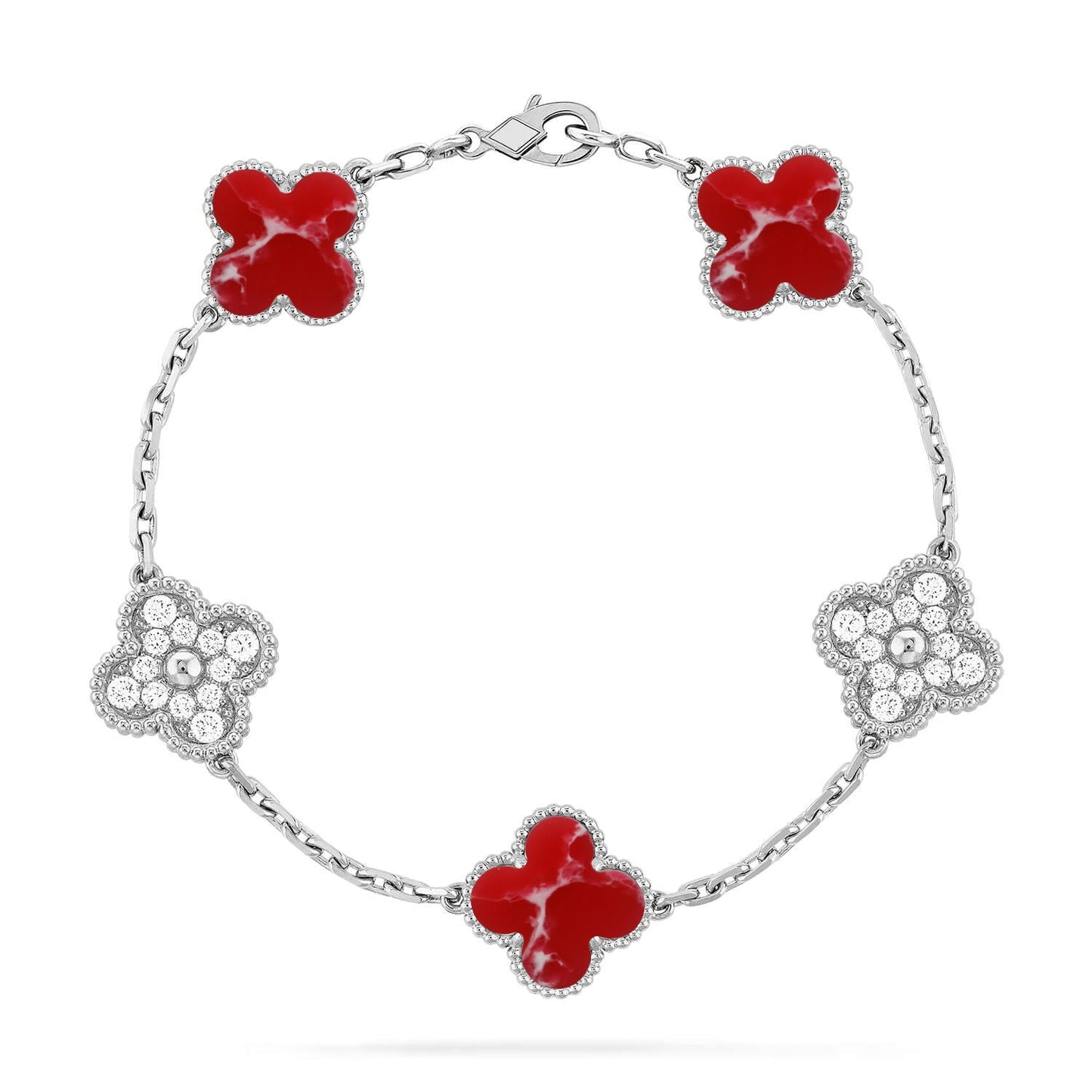 [Loran]LUCKY CLOVER 5-MOTIF BRACELET - RED LARIMAR COLLECTION