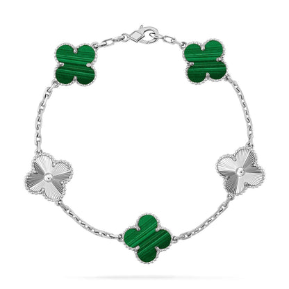 [Loran]LUCKY CLOVER 5-MOTIF BRACELET - MALACHITE COLLECTION